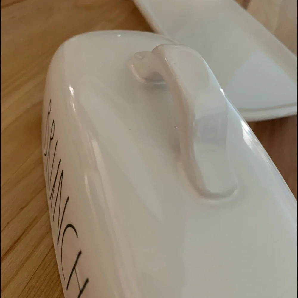 RAE DUNN “BRUNCH” LL CERAMIC BUTTER DISH W/HANDLE - Picture 7 of 8
